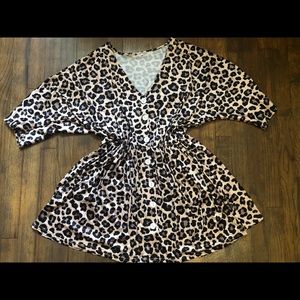 Oversize leopard button mini dress 90s grunge